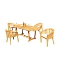 thumbnail image 1 of Grade-A Teak Dining Set: 4 Seater 5 Pc: 94" Mas Oval Trestle Leg Table And 4 Lenong Arm Chairs Outdoor Patio WholesaleTeak #51LN2305, 1 of 1