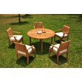 thumbnail image 1 of Grade-A Teak Dining Set: 5 Seater 6 Pc: 52" Round Table And 5 Lagos Arm Chairs Outdoor Patio WholesaleTeak #WMLGl, 1 of 4