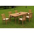 thumbnail image 1 of Grade-A Teak Dining Set: 6 Seater 7 Pc: 118" Double Extension Rectangle Table And 6 Mas Stacking Arm Chairs Outdoor Patio WholesaleTeak #WMDSMS32, 1 of 4