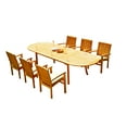 thumbnail image 1 of Grade-A Teak Dining Set: 6 Seater 7 Pc: 118" Oval Table And 6 Wave Stacking Arm Chairs Outdoor Patio WholesaleTeak #51WV2607, 1 of 7