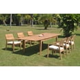 thumbnail image 1 of Grade-A Teak Dining Set: 6 Seater 7 Pc: 122" Atnas Double Extension Rectangle Table And 6 Vellore Stacking Arm Chairs Outdoor WholesaleTeak #WMDSWVm, 1 of 5