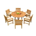 thumbnail image 1 of Grade-A Teak Dining Set: 6 Seater 7 Pc: 60" Round Table And 6 Devon Arm Chairs Outdoor Patio WholesaleTeak #51DV1207, 1 of 6