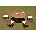 thumbnail image 1 of Grade-A Teak Dining Set: 6 Seater 7 Pc: 72" Round Table And 6 Devon Armless Chairs Outdoor Patio WholesaleTeak #WMDV70, 1 of 4