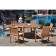 thumbnail image 1 of Grade-A Teak Dining Set: 6 Seater 7 Pc: 72" Round Table And 6 Leveb Stacking Arm Chairs Outdoor Patio WholesaleTeak #WMDSWVm, 1 of 4