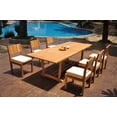 thumbnail image 1 of Grade-A Teak Dining Set: 6 Seater 7 Pc: 94" Double Extension Mas Rectangle Trestle Leg Table And 6 Veranda Armless Chairs WholesaleTeak #WMVR68, 1 of 5