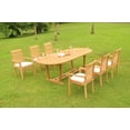 thumbnail image 1 of Grade-A Teak Dining Set: 6 Seater 7 Pc: 94" Mas Oval Trestle Leg Table And 6 Mas Stacking Arm Chairs Outdoor Patio WholesaleTeak #WMDSMS26, 1 of 4