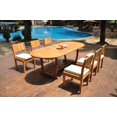 thumbnail image 1 of Grade-A Teak Dining Set: 6 Seater 7 Pc: 94" Mas Oval Trestle Leg Table And 6 Veranda Armless Chairs Outdoor Patio WholesaleTeak #WMVR76, 1 of 4