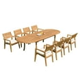 thumbnail image 1 of Grade-A Teak Dining Set: 8 Seater 9 Pc: 118" Oval Table And 8 Vellore Stacking Arm Chairs Outdoor Patio WholesaleTeak #51VL2609, 1 of 6