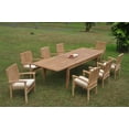 thumbnail image 1 of Grade-A Teak Dining Set: 8 Seater 9 Pc: 122" Atnas Double Extension Rectangle Table And 8 Wave Stacking Arm Chairs Outdoor WholesaleTeak #WMDSWVm, 1 of 5