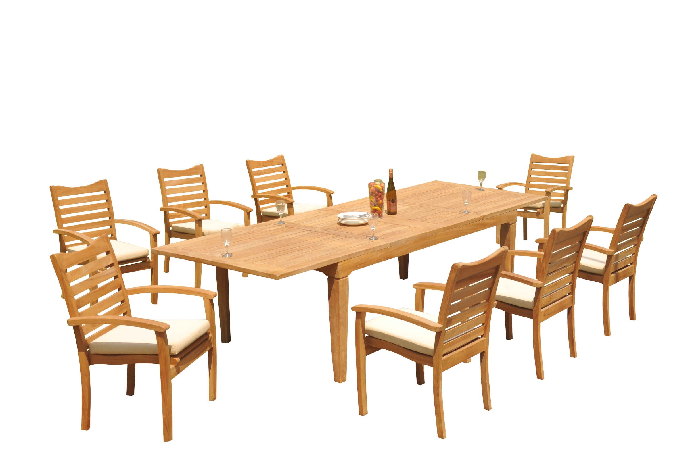 Grade-A Teak Dining Set: 8 Seater 9 Pc: 122" Caranas Rectangle Table ...