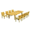 thumbnail image 1 of Grade-A Teak Dining Set: 8 Seater 9 Pc: 122" Caranas Rectangle Table And 8 Leveb Stacking Arm Chairs Outdoor Patio WholesaleTeak #51LV2909, 1 of 6