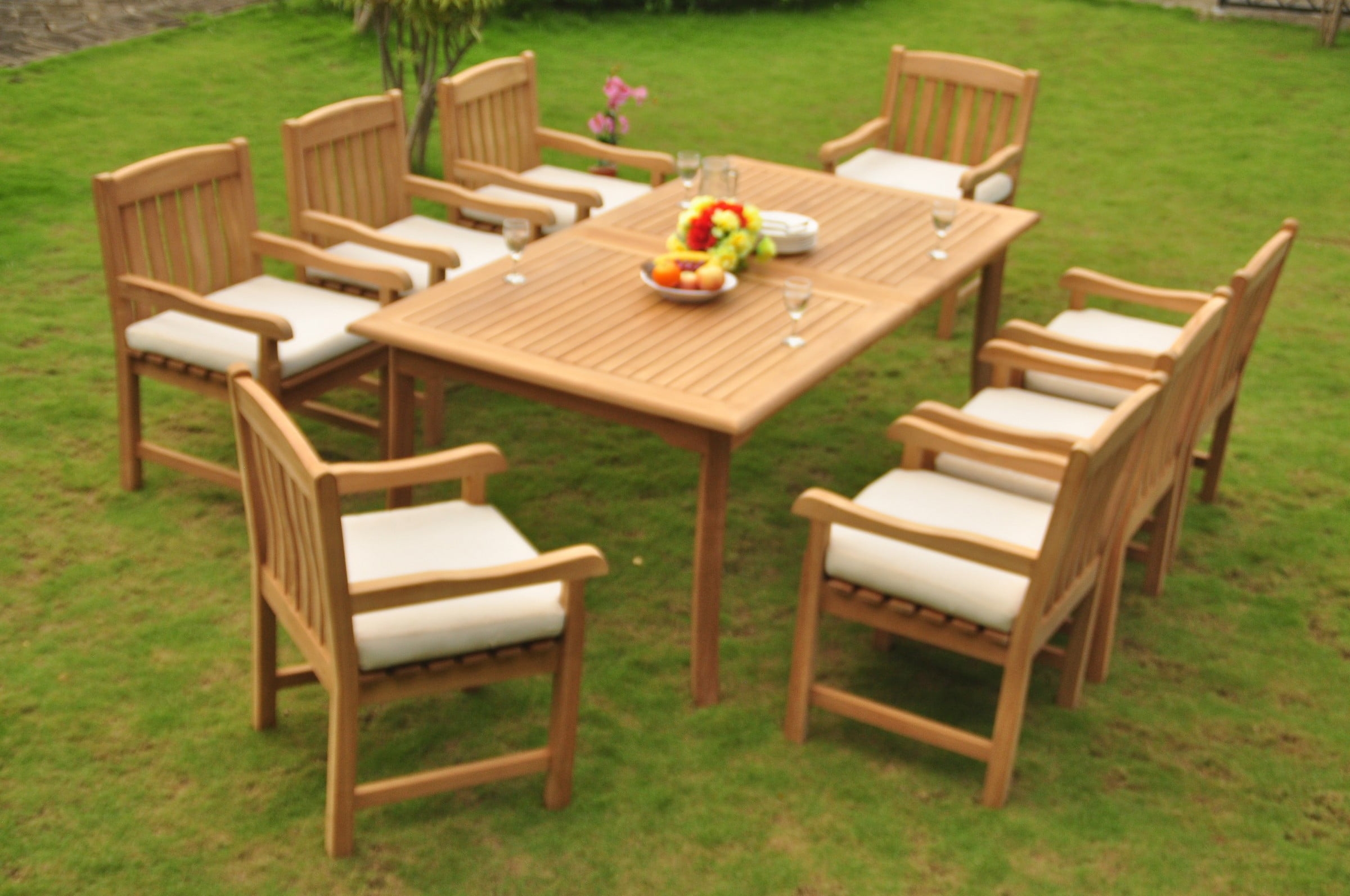 Grade-A Teak Dining Set: 8 Seater 9 Pc: 83" Rectangle Table And 8 Devon ...