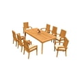 thumbnail image 1 of Grade-A Teak Dining Set: 8 Seater 9 Pc: 83" Rectangle Table And 8 Goa Stackng Arm Chairs Outdoor Patio WholesaleTeak #51GO-0109, 1 of 6