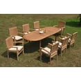 thumbnail image 1 of Grade-A Teak Dining Set: 8 Seater 9 Pc: 94" Double Extension Oval Table And 8 Wave Stacking Arm Chairs Outdoor Patio WholesaleTeak #WMDSWVm, 1 of 4