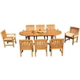 thumbnail image 1 of Grade-A Teak Dining Set: 8 Seater 9 Pc: 94" Mas Oval Trestle Leg Table And 8 Devon Arm Chairs Outdoor Patio WholesaleTeak #51DV2309, 1 of 7