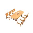 thumbnail image 1 of Grade-A Teak Dining Set: 8 Seater 9 Pc: 94" Mas Oval Trestle Leg Table And 8 Lagos Armless Chairs Outdoor Patio WholesaleTeak #WMLG27, 1 of 6