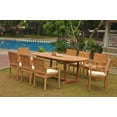 thumbnail image 1 of Grade-A Teak Dining Set: 8 Seater 9 Pc: 94" Mas Oval Trestle Leg Table And 8 Leveb Stacking Arm Chairs Outdoor Patio WholesaleTeak #WMDSWVm, 1 of 6