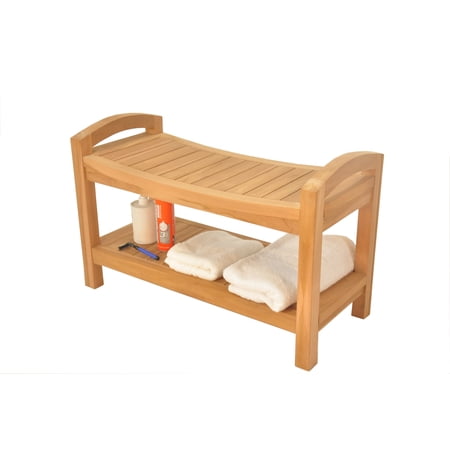 Grade-A Teak Wood Madrid Shower Seat 30" Outdoor Patio Stool Bench