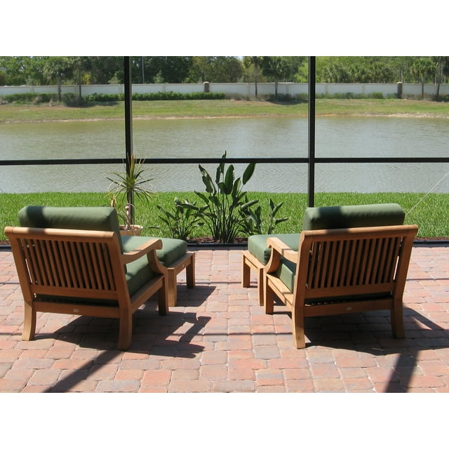 Grade-A Teak Wood Sofa Set: 4Pc Teak Sofa Lounge Chair Set - 2 Lounge Chairs & 2 Ottomans -Furniture Only--Giva Collection #WMSSGV9