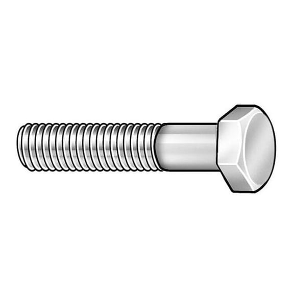 Grade A307, 7/8"-9 Hex Head Cap Screw, Zinc Plated Steel, 4-1/2 in L, 10 PK