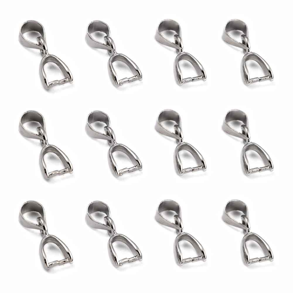 Grade AA Brass Ice Pick Pinch Bails for Pendant Making Cadmium Free & Nickel Free & Lead Free Platinum 9.8x6x3mm Hole: 4x3mm Pin: 0.5mm