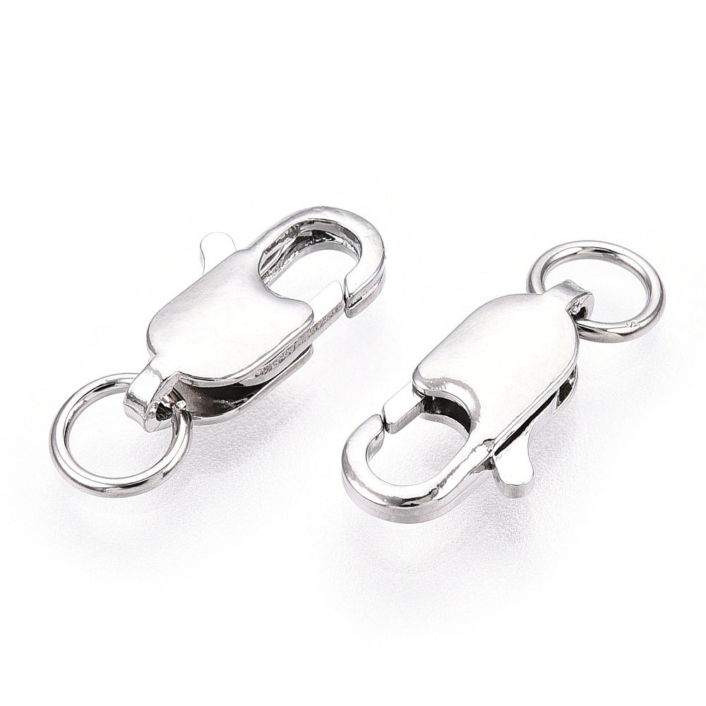Grade AAA Brass Lobster Claw Clasps Cadmium Free & Nickel Free & Lead Free Real Platinum Plated 12x6x3mm Hole: 3mm