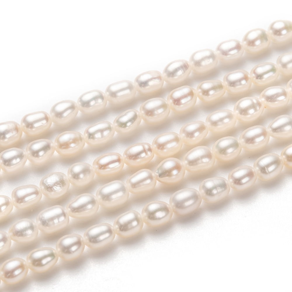 Grade AAA Natural Cultured Freshwater Pearl Beads Strands Rice White 5x4mm Hole: 0.5mm about 70pcs/strand