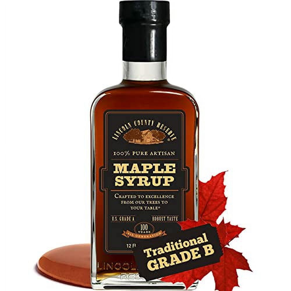 Grade B Maple Syrup 12 Oz Glass Bottle, 100 Pure Maple Syrup (Now