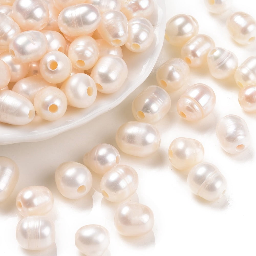 Grade B Natural Cultured Freshwater Pearl Beads Nice 10~12x8~9x8~9mm Hole: 2mm Rice White