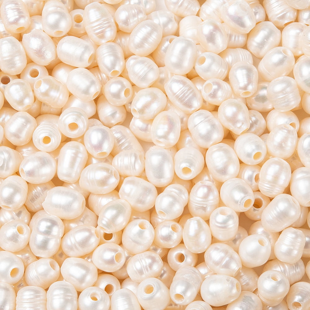 Grade B Natural Cultured Freshwater Pearl Beads Nice for Mother's Day Earring Making Oval Natural Color White 8~9x8~12mm Hole: 2.5mm for DIY