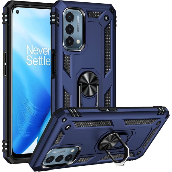 Grade Drop Impact for Oneplus Nord N200 5G Case Oneplus Nord N200 5G Case 360 Metal Rotating Ring Kickstand Holder Heavy Duty Shockproof Case for Oneplus Nord N200 5G Phone Case (Blue)