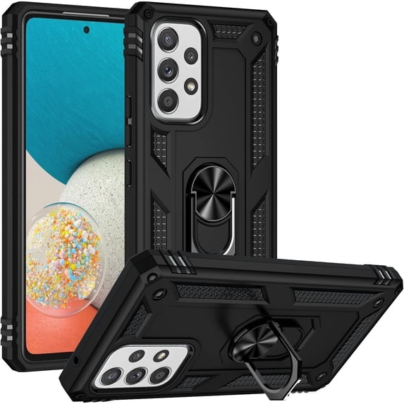 Grade Drop Impact for Samsung Galaxy A53 5G Case Galaxy A53 Case 360 Metal Rotating Ring Kickstand Holder Heavy Duty Shockproof Case for Galaxy A53 5G Phone Case (Black)