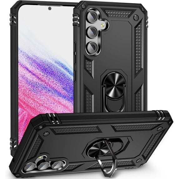 Grade Drop Impact for Samsung Galaxy A54 5G Case 360 Metal Rotating Ring Kickstand Holder Heavy Duty Shockproof Case for Galaxy A54 5G Phone Case (Black)