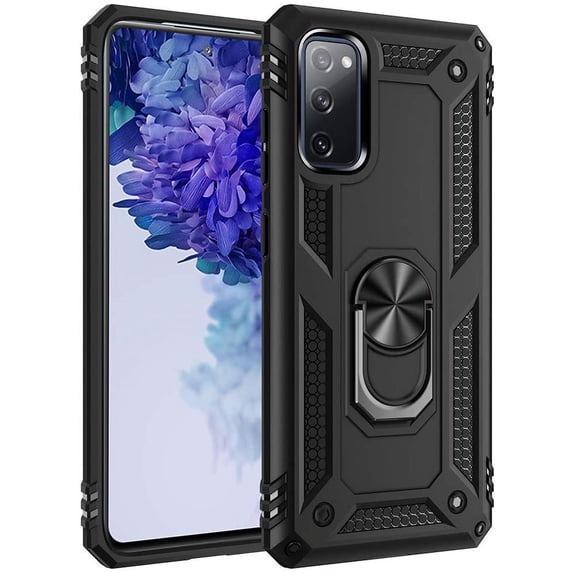 Grade Drop Impact for Samsung Galaxy S20 FE Case Galaxy S20 FE 5G Case 360 Metal Rotating Ring Kickstand Holder Heavy Duty Shockproof Case for Galaxy S20 FE Phone Case (Black)