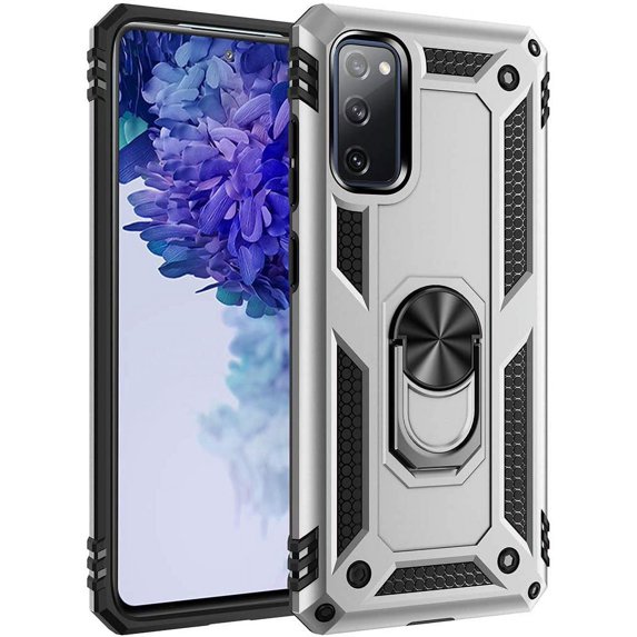 Grade Drop Impact for Samsung Galaxy S20 FE Case Galaxy S20 FE 5G Case 360 Metal Rotating Ring Kickstand Holder Heavy Duty Shockproof Case for Galaxy S20 FE Phone Case (Sliver)