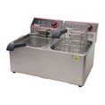 Grade Electric Countertop Deep Fryer, Dual Well,Silver