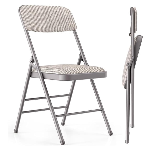 Grade Folding Chair with Padded Fabric Cushion16"X16" |Double-hinged Legs Luxury Style|4.5kg Capacity Max Weight 150Kg for Home and Office,Indoor and Outdoor Events (2, Fabric-Beige)