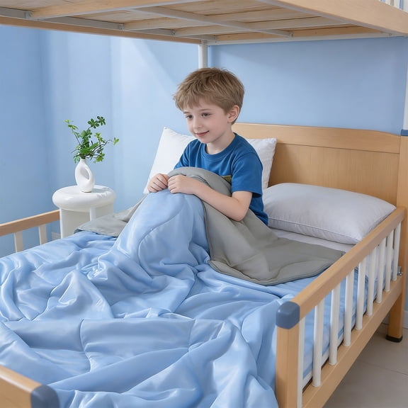 Grade Ice Silk Quilt Cozival Machine Washable Summer Conditioned Blanket - 100X150cm, Lightweight, Breathable - Cooling for Hot Sleepers - for Single Person, Dorm, Air Conditioned Room, Blue