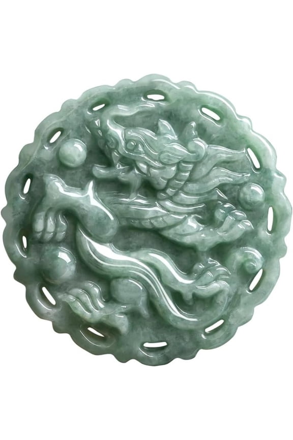 Grade A Natural Jadeite Dragon and Phoenix Zodiac Pendant Necklace, Ice Pattern Harmony & Prosperity Symbol, Perfect Dragon Year Gift, Auspicious & Harmonious Jewelry