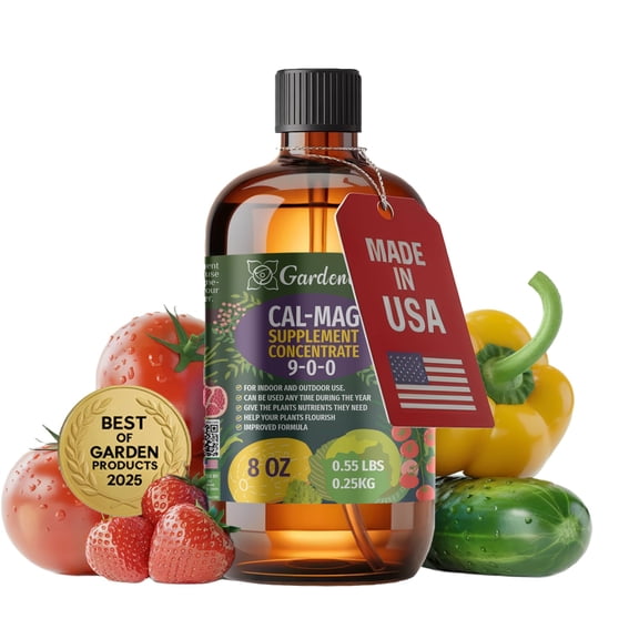 𝐏𝐑𝐎𝐅𝐄𝐒𝐒𝐈𝐎𝐍𝐀𝐋 Grade Organic Cal-Mag Plus Growing Fertilizer Concentrate: Calcium, Magnesium, Iron & Micronutrients Supplement for Plant Deficiencies (9-0-0 NPK) - 8oz Bottle