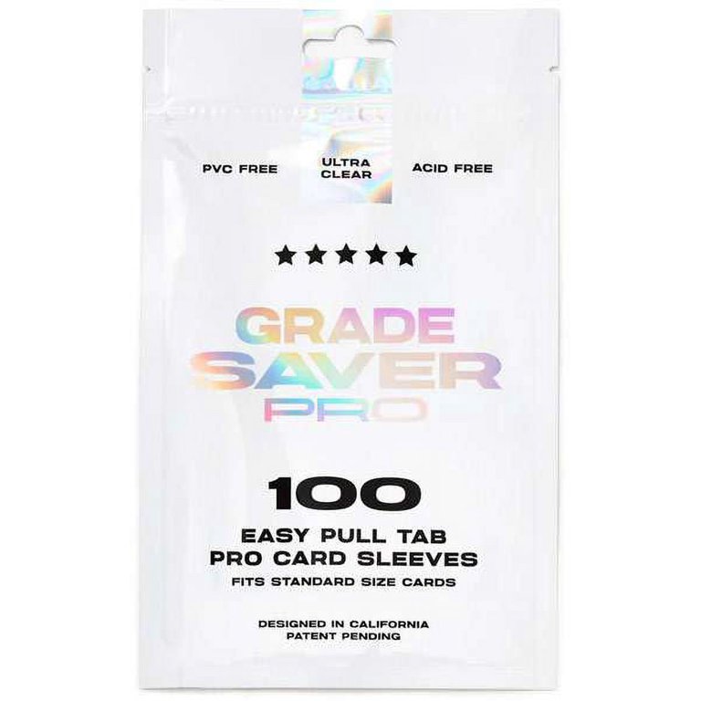 card sleeves with pull tabs Grade Saver Pro Pro w/Easy Tab Card Holders (100 Count) rigid holders for extra protection Protects cards when handling or storing Quantity discounts available Soft Card Sleeves with Easy