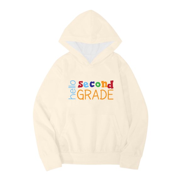 Grade School Letter Print Hooded Sweatshirt for Girls Cozy Pullover with Long Sleeves Ideal for Cool Weather Academic Days
