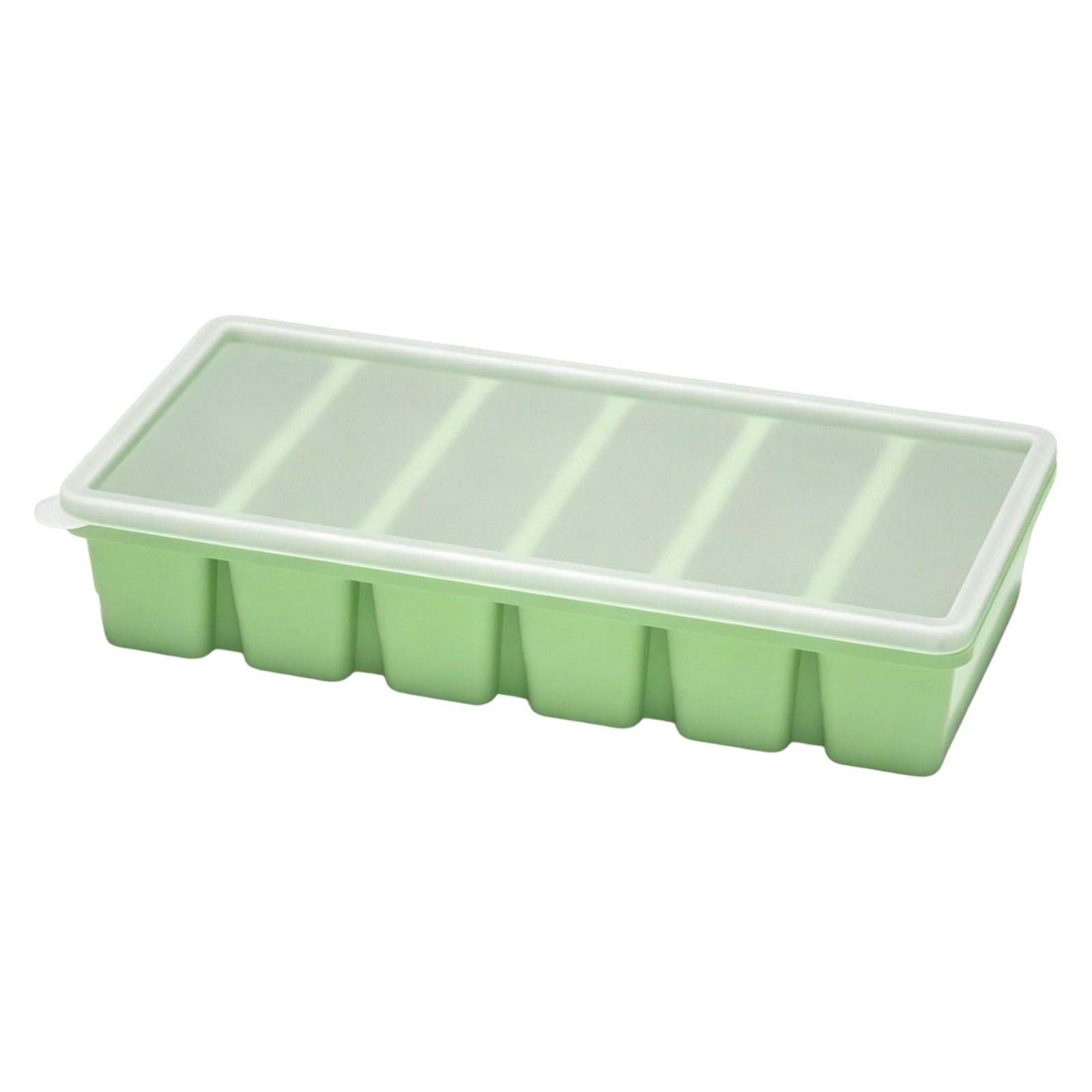 Grade Silicone Ice Molds with 6 Big Cubes Slots Covered Freezers Tray ...