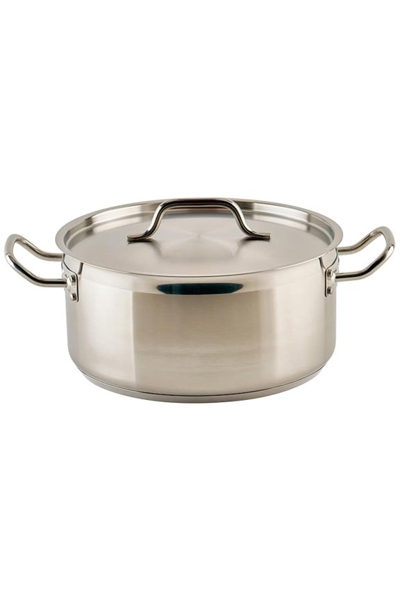 -Grade Stainless Steel Brazier with Lid, 8 Quart