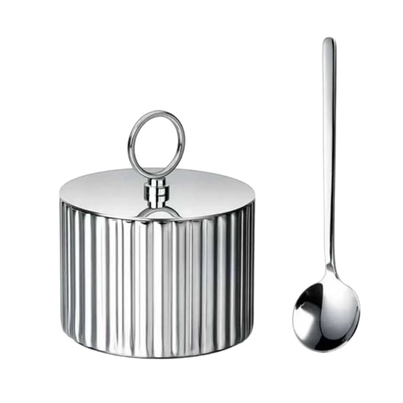 Grade Stainless Steel Condiment Container Multipurpose Round Sugar Jar with Spoon Lid For Condiment Candy Coffee