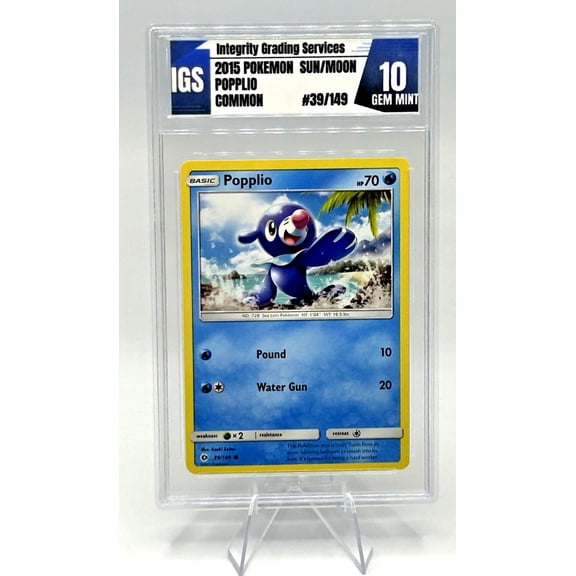 Graded 10 2017 Pokmon TCG Sun & Moon Popplio #39/149 Common Regular English Trading Card