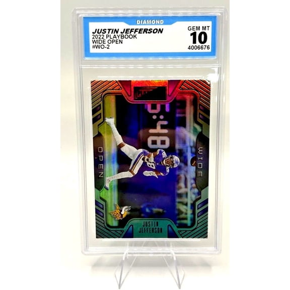 Graded 10 2022 Panini Playbook Justin Jefferson WO-2 Base Insert Football Card Signed