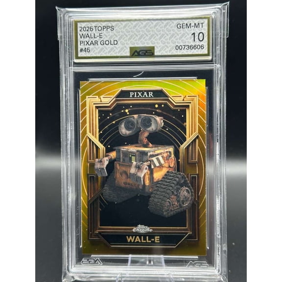 Graded 10 2025 Topps Chrome Disney 100 Gold #45 WALL-E Trading Card