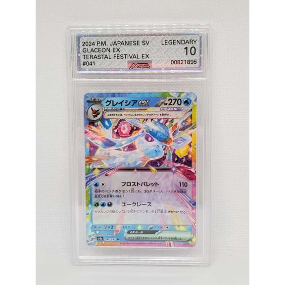 Graded 10 AGS 10 2024 Pokemon Terastal Festival ex Glaceon ex #041 Card 00821895