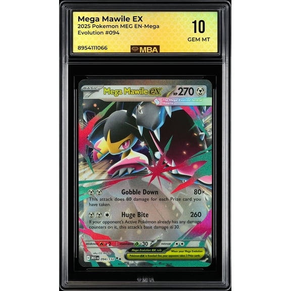 Graded 10 MBA Mega Mawile EX 2025 Pokemon MEG EN Mega Evolution Mega Evolution #094 Trading Card